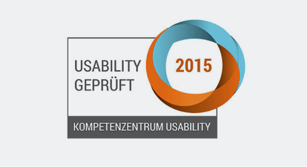 Das Zertifikat des Kompetenzentrum Usability 2015.